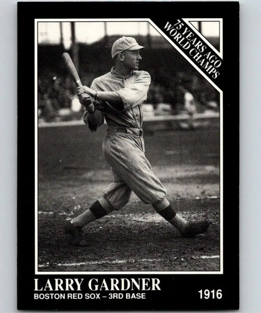 Black and white baseball card of Larry Gardner in vintage Boston Red Sox uniform