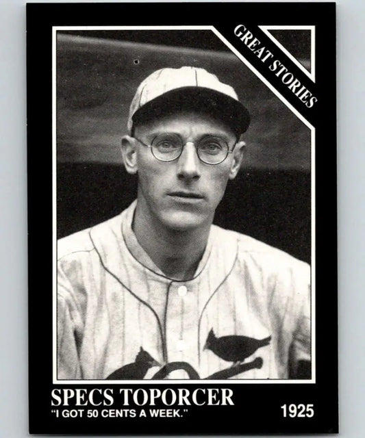 Black and white baseball card of Specs Toporcer in St. Louis Cardinals uniform