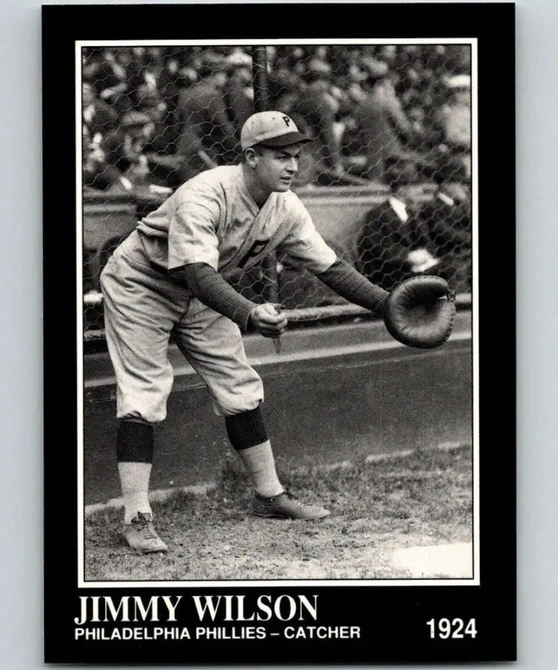 Black and white photo of Jimmie Wilson, Philadelphia Phillies catcher, 1924 uniform