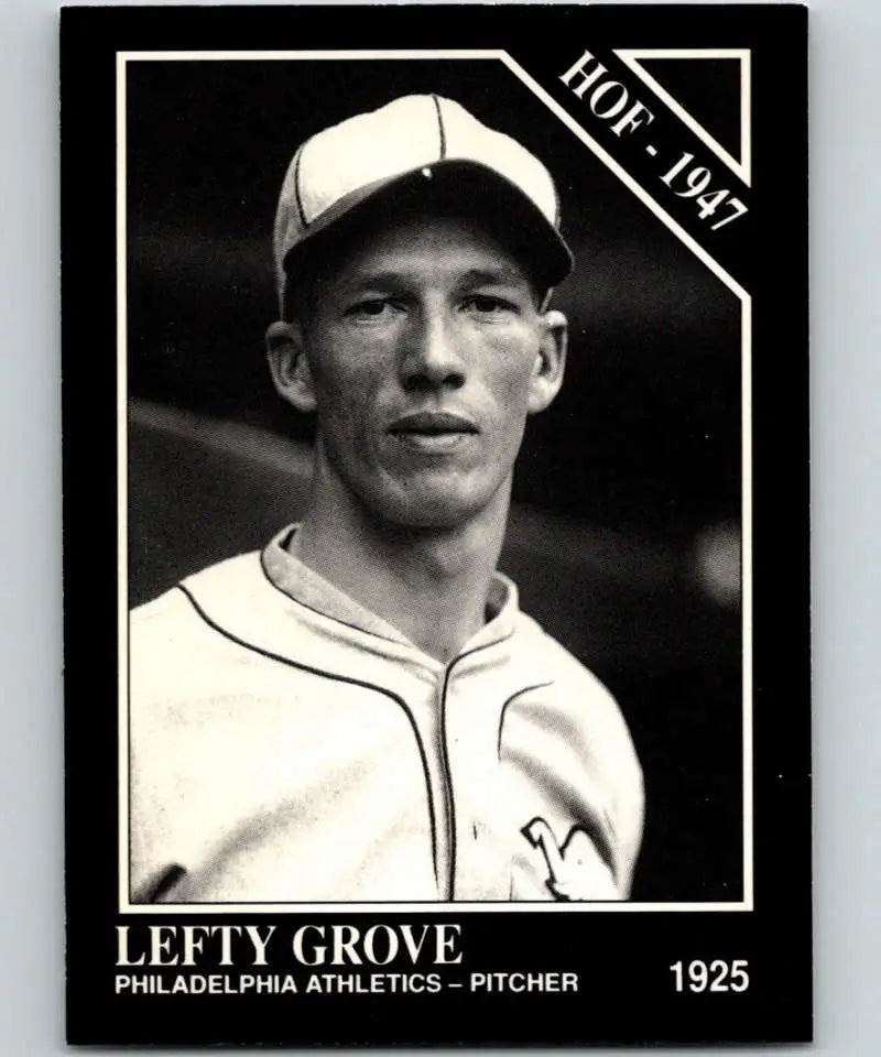Black and white baseball card of Lefty Grove from the Philadelphia Athletics 1925 Conlon Collection