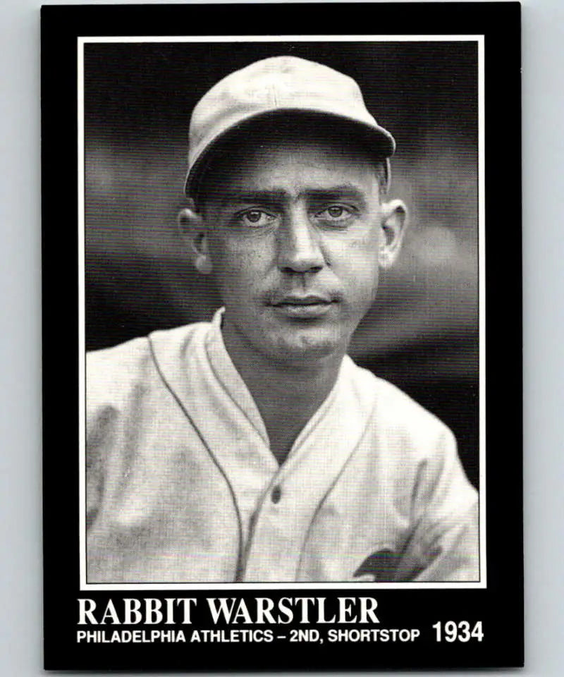Black and white portrait of Rabbit Warstler from the 1934 Philadelphia Athletics baseball card