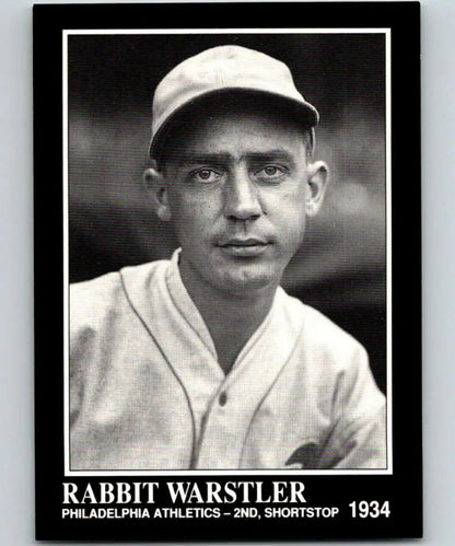 Black and white portrait of Rabbit Warstler from the 1934 Philadelphia Athletics baseball card