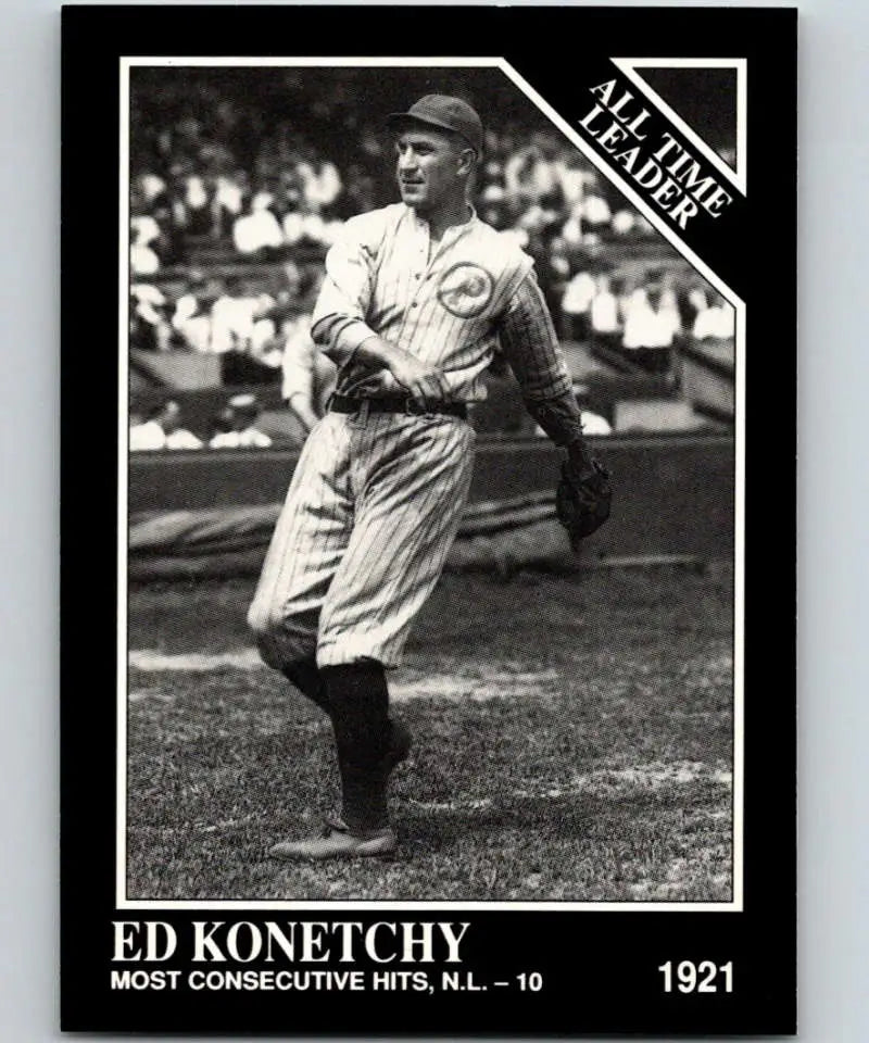 Black and white baseball card of Ed Konetchy pitching for the Philadelphia Phillies