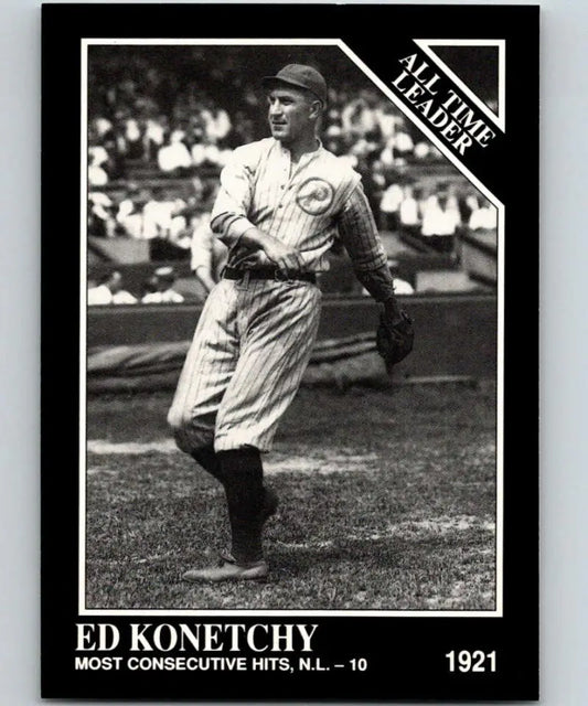Black and white baseball card of Ed Konetchy pitching for the Philadelphia Phillies