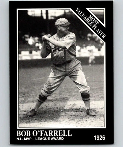 Black and white baseball card of Bob O’Farrell in vintage Louis Cardinals uniform