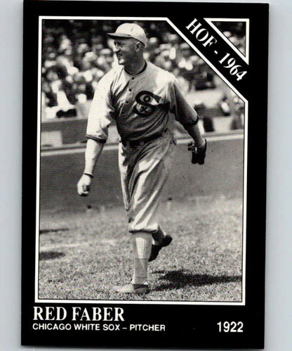 Black and white 1922 Chicago White Sox pitcher baseball card featuring Red Faber