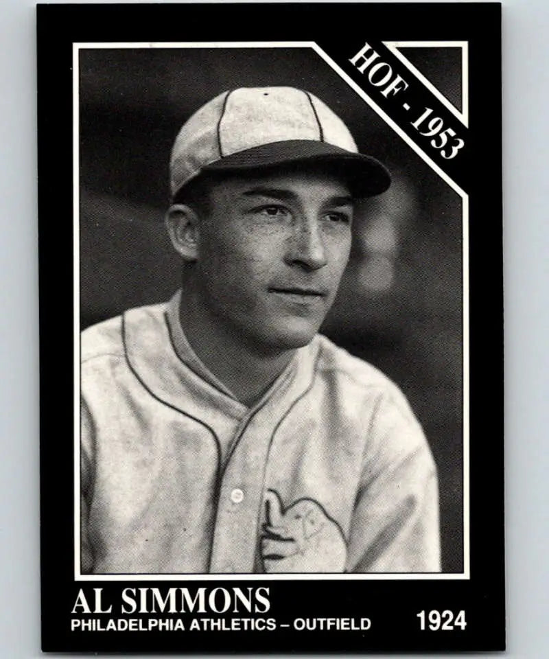 Black and white baseball card of Al Simmons from the 1924 Philadelphia Athletics
