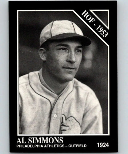 Black and white baseball card of Al Simmons from the 1924 Philadelphia Athletics