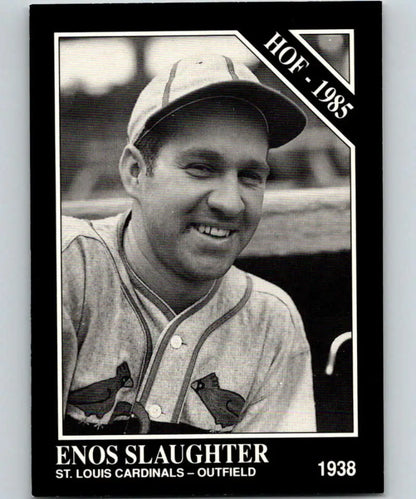 Black and white baseball card of Enos Slaughter, St. Louis Cardinals, Conlon Collection