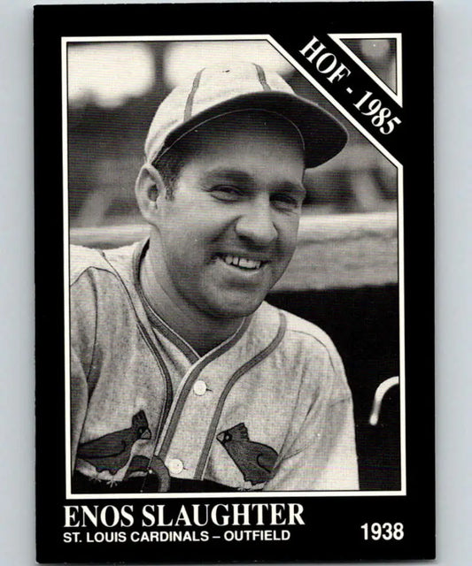 Black and white baseball card of Enos Slaughter, St. Louis Cardinals, Conlon Collection