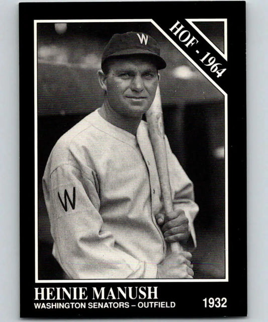 Black and white 1932 Washington Senators Heinie Manush baseball card from Conlon Collection
