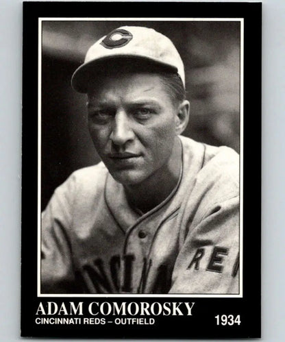 Black and white photo of Adam Comorosky in 1934 Cincinnati Reds uniform for Conlon Collection
