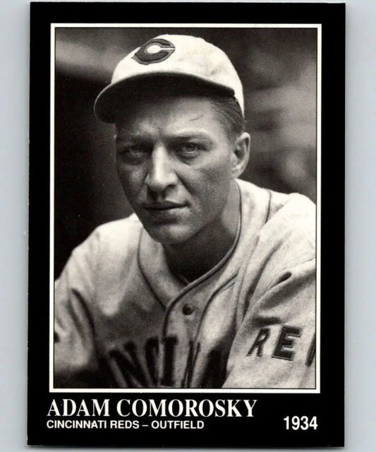 Black and white photo of Adam Comorosky in 1934 Cincinnati Reds uniform for Conlon Collection