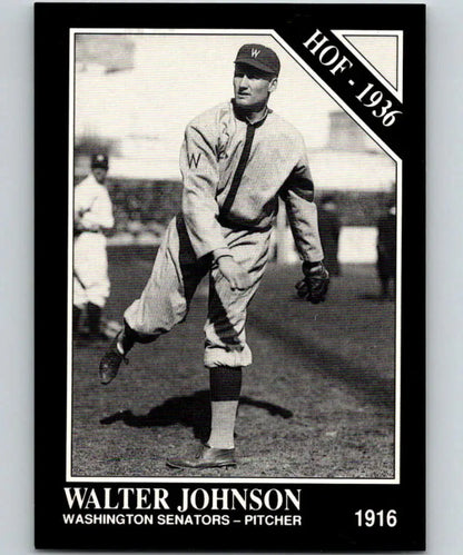 Vintage baseball card featuring Walter Johnson of the Washington Senators from 1991 Conlon Collection