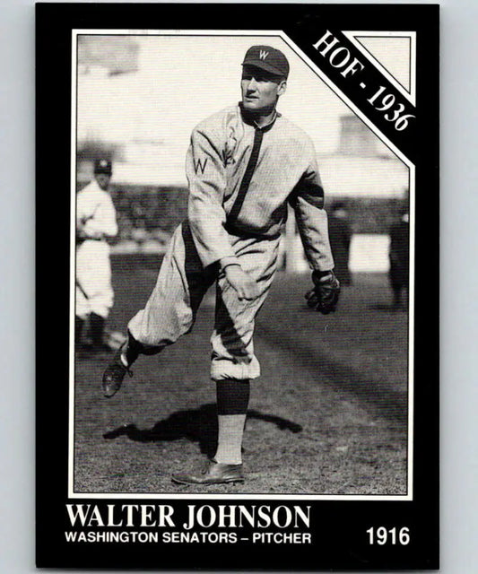 Vintage baseball card featuring Walter Johnson of the Washington Senators from 1991 Conlon Collection