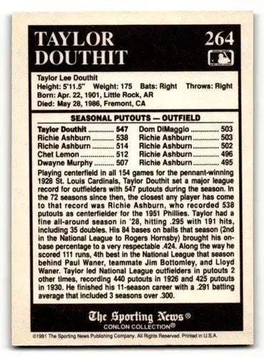 1991 Conlon Collection TSN #264 Taylor Douthit St. Louis Cardinals B ID:52996 - Baseball Cards