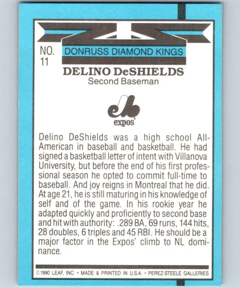 Delino DeShields Montreal Expos Baseball Card from Donruss Diamond Kings series