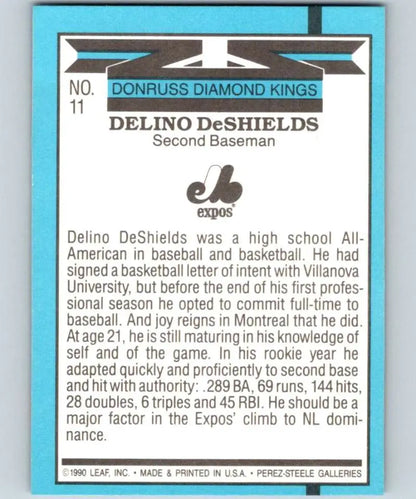 Delino DeShields Montreal Expos Baseball Card from Donruss Diamond Kings series