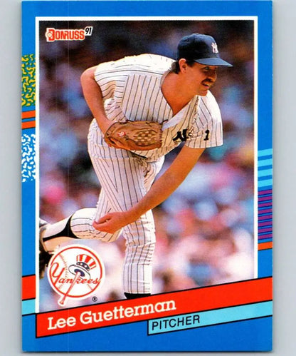 1991 Donruss baseball card of Lee Guetterman pitching for the New York Yankees