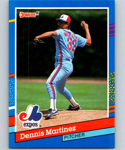 1991 Donruss baseball card of Dennis Martinez pitching for the Montreal Expos