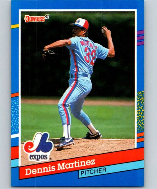 1991 Donruss baseball card of Dennis Martinez pitching for the Montreal Expos