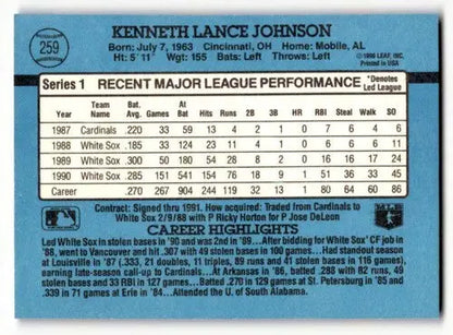 1991 Donruss #259 Lance Johnson Chicago White Sox Baseball Cards EX/ ID:57652 - Baseball Cards