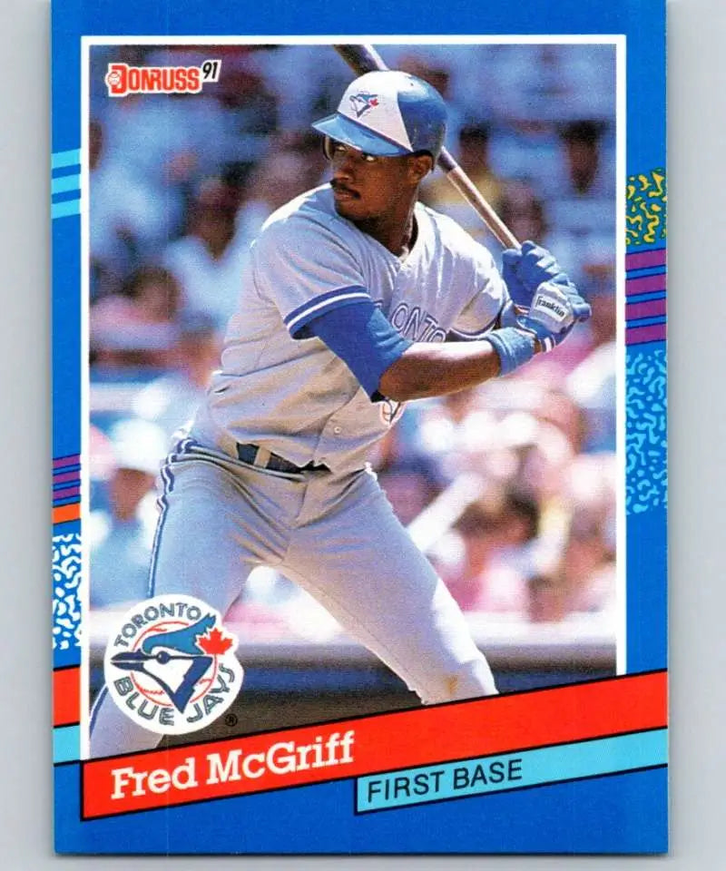 1991 Donruss Fred McGriff card featuring Toronto Blue Jays first baseman at bat