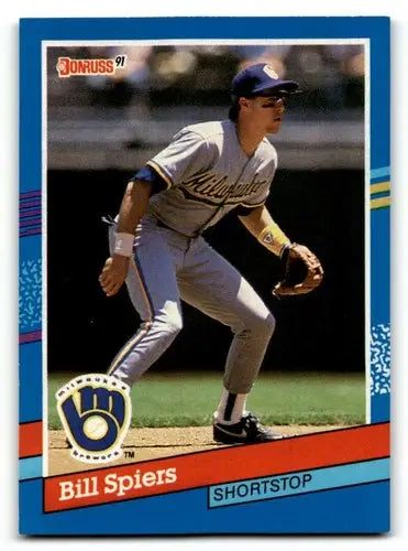 1991 Donruss #310 Bill Spiers Milwaukee Brewers Baseball Cards EX/NM ID:57718 - Baseball Cards