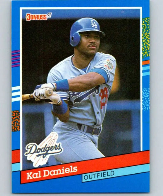 1991 Donruss #336 Kal Daniels batting for the Los Angeles Dodgers baseball card