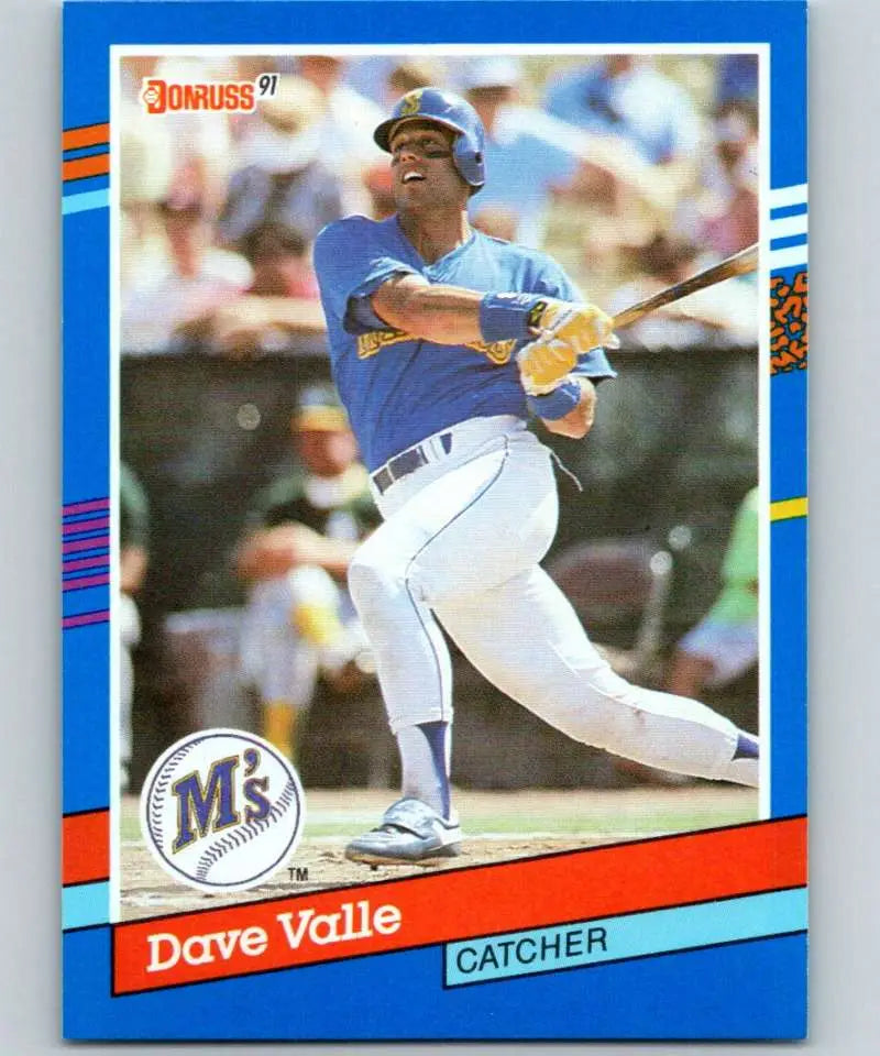 1991 Donruss baseball card of Dave Valle at bat for Seattle Mariners