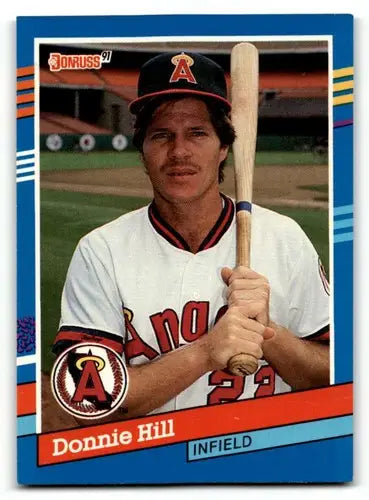1991 Donruss #376 Donnie Hill California Angels Baseball Cards EX/NM ID:57669 - Baseball Cards