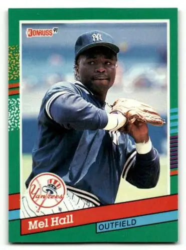 1991 Donruss #442 Mel Hall New York Yankees Baseball Card with original gloss finish
