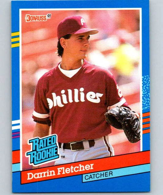1991 Donruss #47 Darrin Fletcher RR NM-MT baseball card of Phillies catcher in burgundy uniform