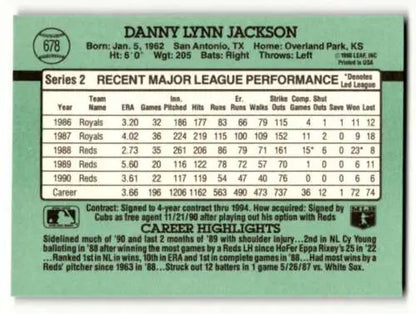 Danny Jackson Chicago Cubs baseball card with original gloss from 1991 Donruss set
