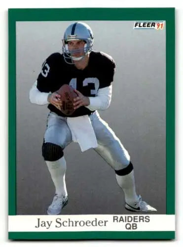 1991 Fleer #114 Jay Schroeder Los Angeles Raiders Football Card with original gloss NM