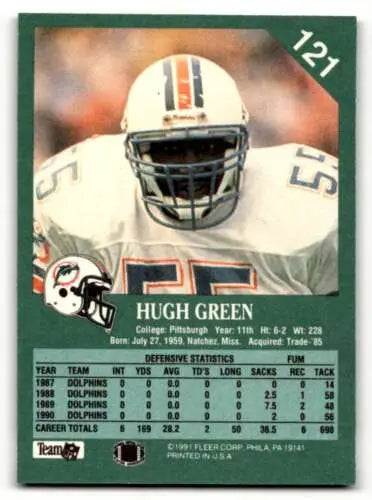 Hugh Green Miami Dolphins football card with original gloss from 1991 Fleer
