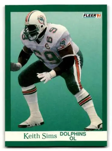 Keith Sims Miami Dolphins football card with original gloss from 1991 Fleer