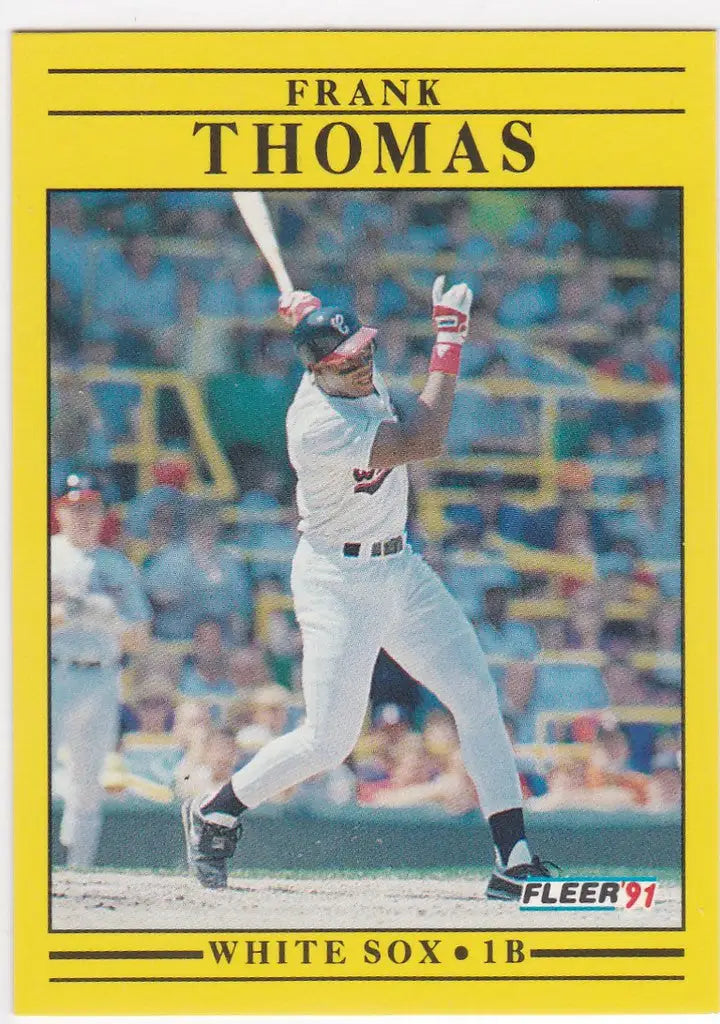 Frank Thomas Chicago White Sox player in batting stance on 1991 Fleer baseball card