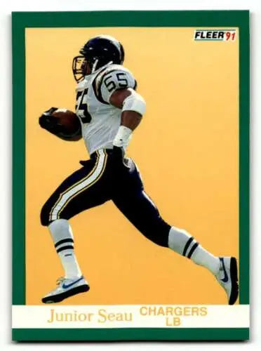 1991 Fleer #179 Junior Seau San Diego Chargers Football Card with original gloss