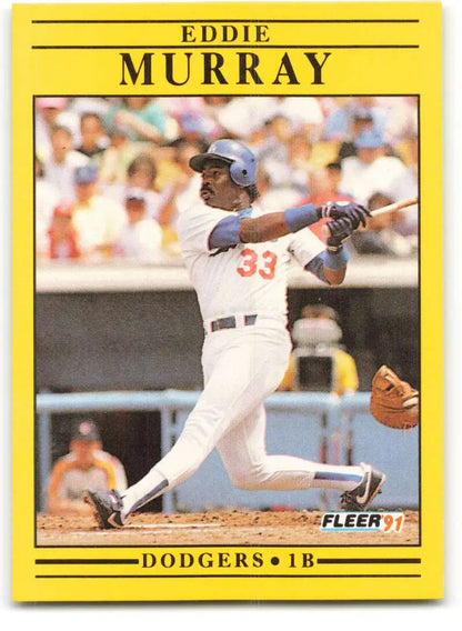 Yellow-bordered 1991 Fleer Eddie Murray baseball card for Los Angeles Dodgers