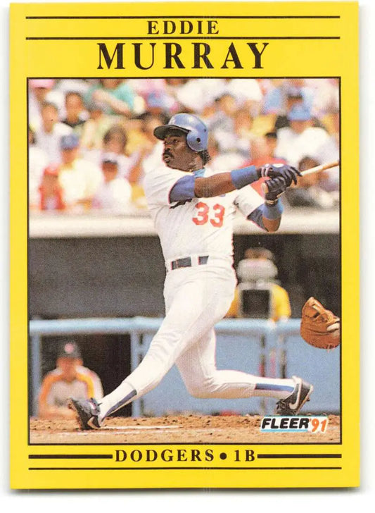 Yellow-bordered 1991 Fleer Eddie Murray baseball card for Los Angeles Dodgers