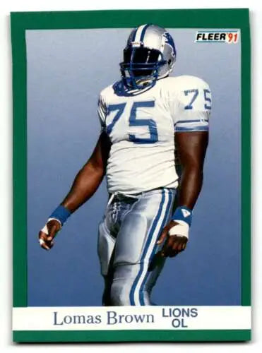 Lomas Brown Detroit Lions football card with original gloss from 1991 Fleer series