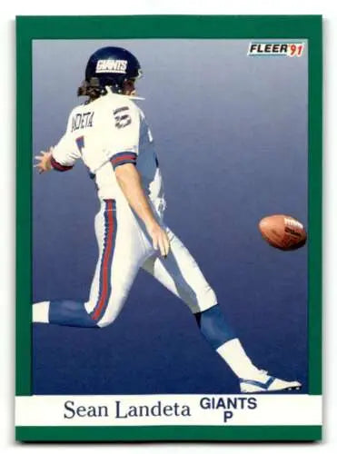 Sean Landeta 1991 Fleer #315 New York Giants football card with original gloss quality