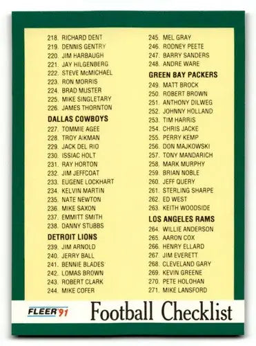 1991 Fleer #431 Checklist 218-327 CL Football Cards NM Near Mint ID:60516 - Football Cards