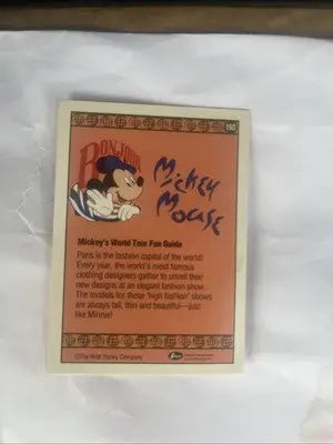 Mickey Mouse trading card from 1991 IMPEL Disney World Tour Paris Originals 190