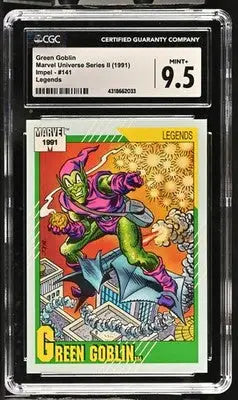 Impel Marvel Universe Series II Green Goblin #141 trading card CGC 9.5 flying above city
