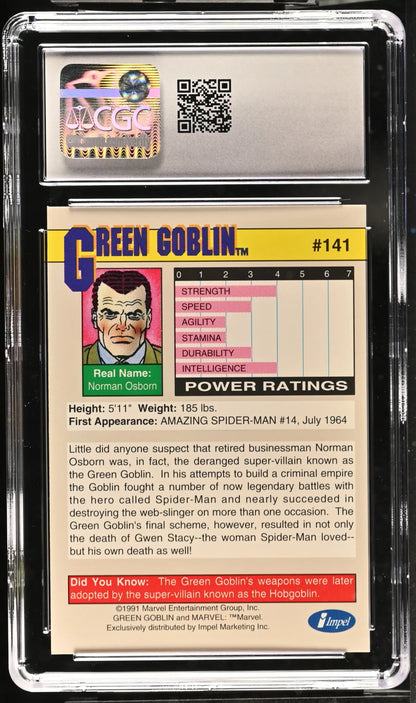 Impel Marvel Universe Series II Green Goblin trading card CGC 9.5