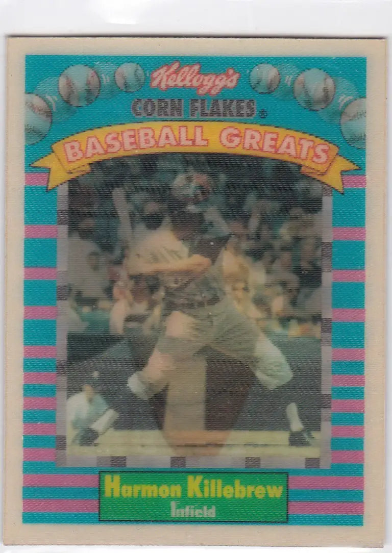 Kellogg’s Corn Flakes Baseball Greats hologram card of Harmon Killebrew Minnesota Twins