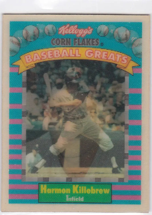 Kellogg’s Corn Flakes Baseball Greats hologram card of Harmon Killebrew Minnesota Twins