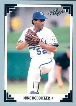 Baseball card of Mike Boddicker, Kansas City Royals pitcher in white uniform 52